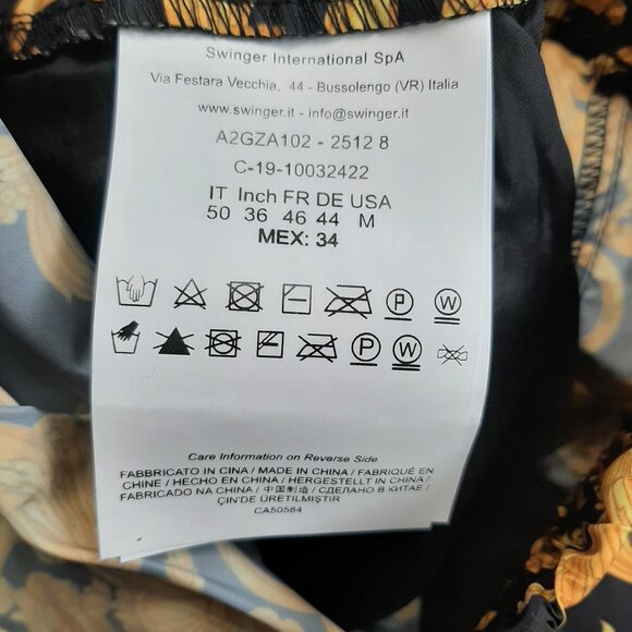 Versace Jeans Couture Black Gold Baroque Logo Print Swim Shorts Size US M - Picture 9 of 11